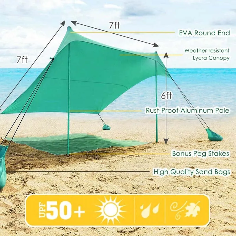 GrandShoppersHub  7' x 7' Family Beach Tent Canopy Sunshade