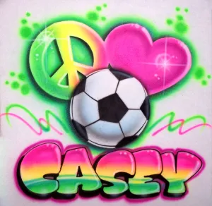 Peace Love Soccer Personalized Airbrushed Shirt Peace Love Soccer Personalized Airbrushed Shirt