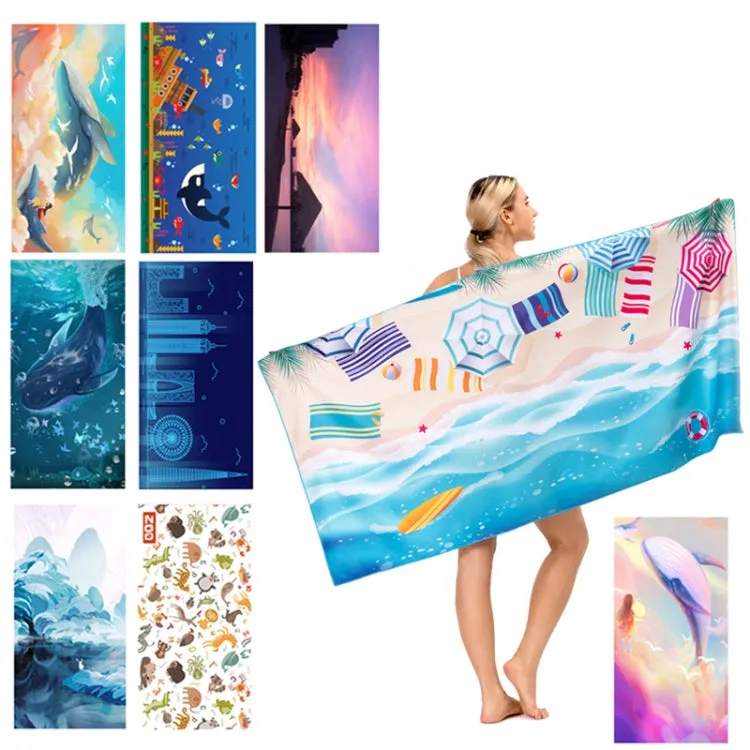 SY004 Resort Seaside Portable Diving Printed Microfiber Beach Towel(Sunset)