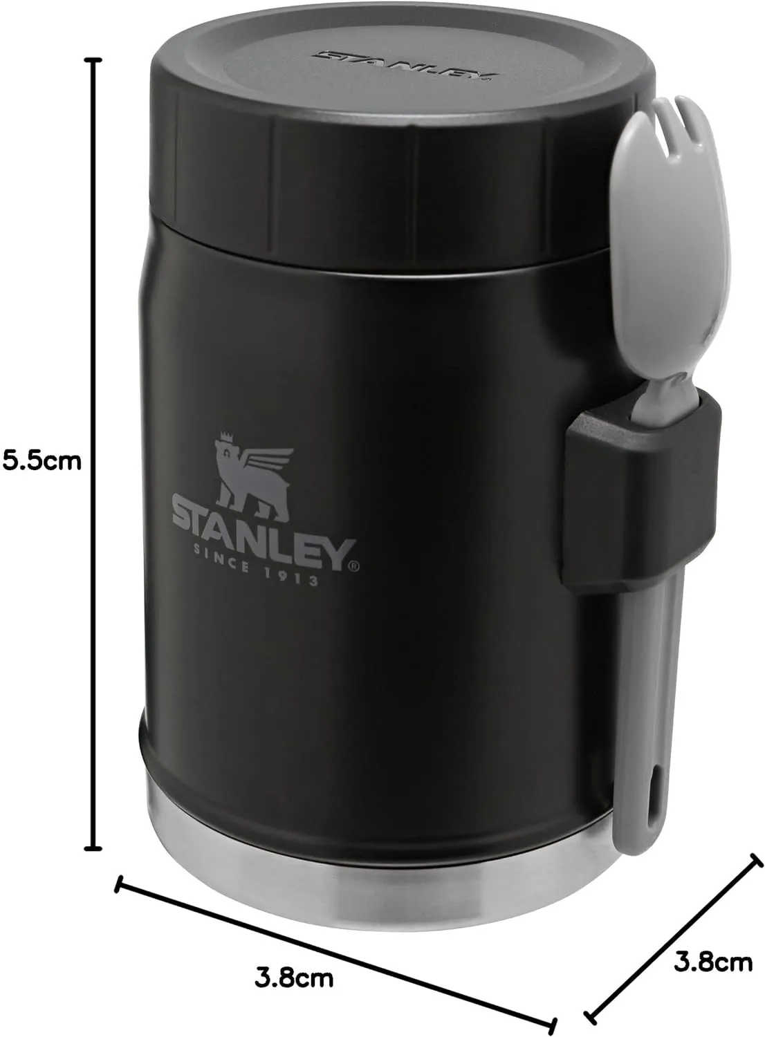 The Heritage Vacuum Food Jar   Spork, 14oz - Matte Black